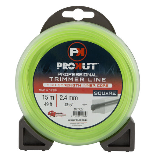 Prokut Trimmer Line Square Green .095 2.4mm 49' 15m Teardrop