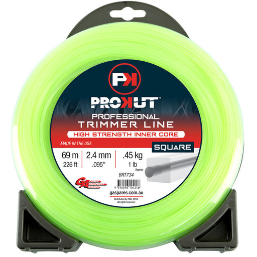 Prokut Trimmer Line Square Green .095 2.4mm 1 Lb 69m Donut