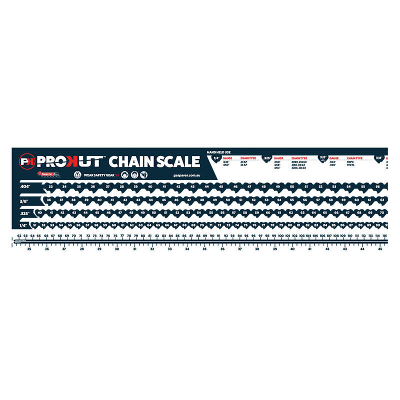 Prokut Chainsaw Chain Measuring Chart Sticker — Tom's Small Engines
